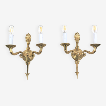 Pair Directoire style gilded bronze wall light