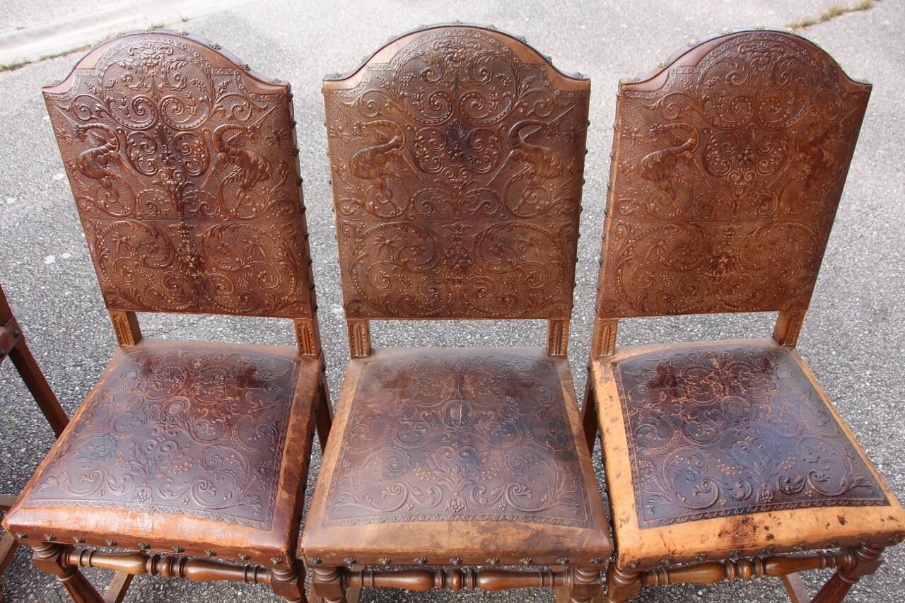 set of twelve Cordoba leather chairs from the 19th century