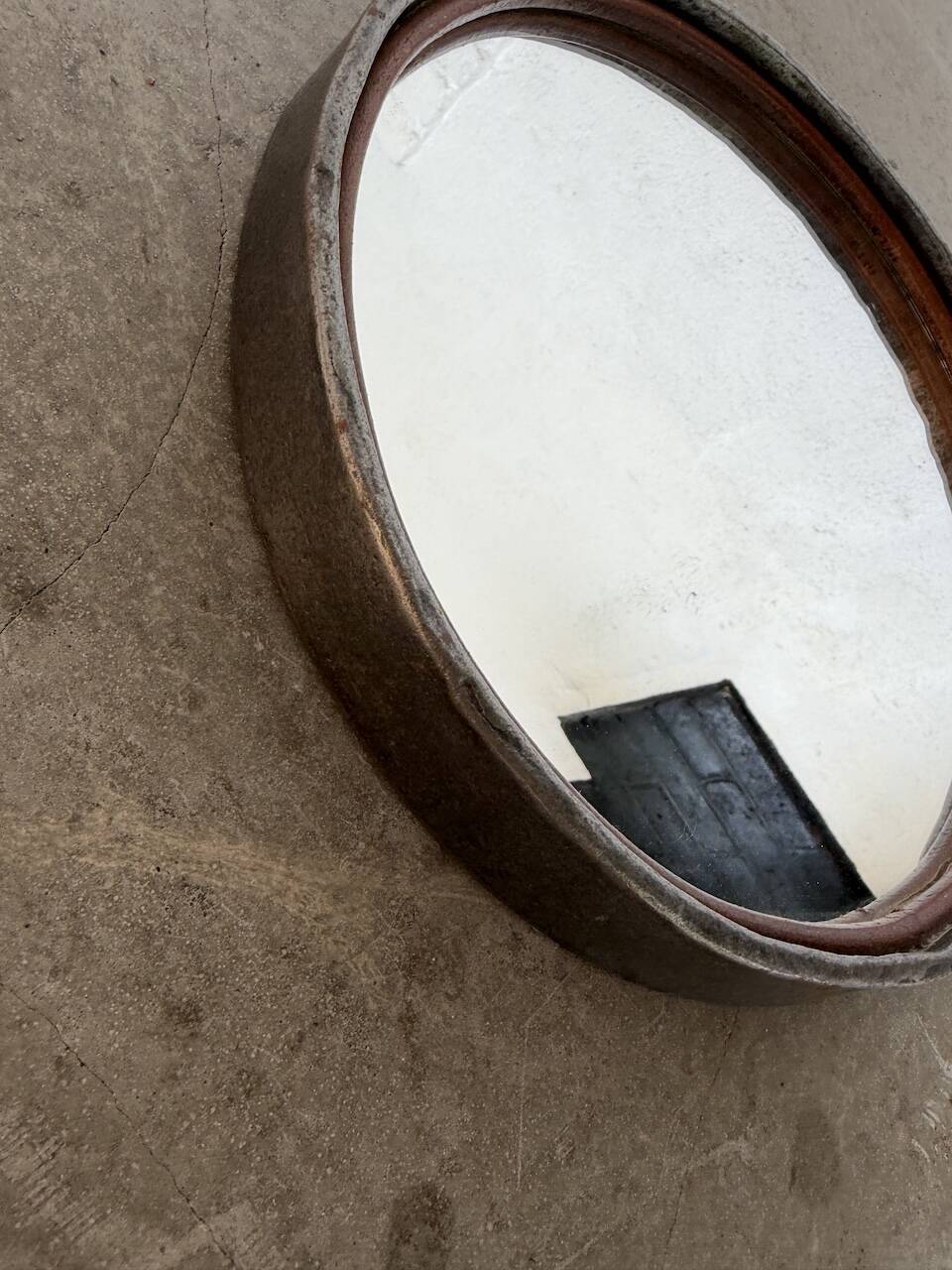 Miroir brutaliste métal et chaîne 1950
