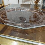 Large smoked lucite tray surrounded by chrome metal, 1970s