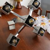 Sciolari Chrome cubic chandelier Murano glass 60/70s