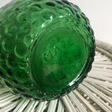 Italian carafe in green empoli glass with bubble pattern