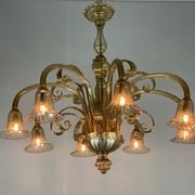 Venetian chandelier in golden murano glass, 8 arms of light