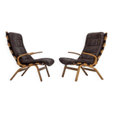 Années 1970, design danois par Farstrup, ensemble de 2 fauteuils, mobilier en cuir.