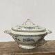Old iron earth tureen Ninon Salins blue, ceramic and earthenware plate