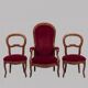 Voltaire armchair and 2 chairs