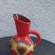 Red and beige glazed ceramic jug, pitcher, carafe, designer and vintage