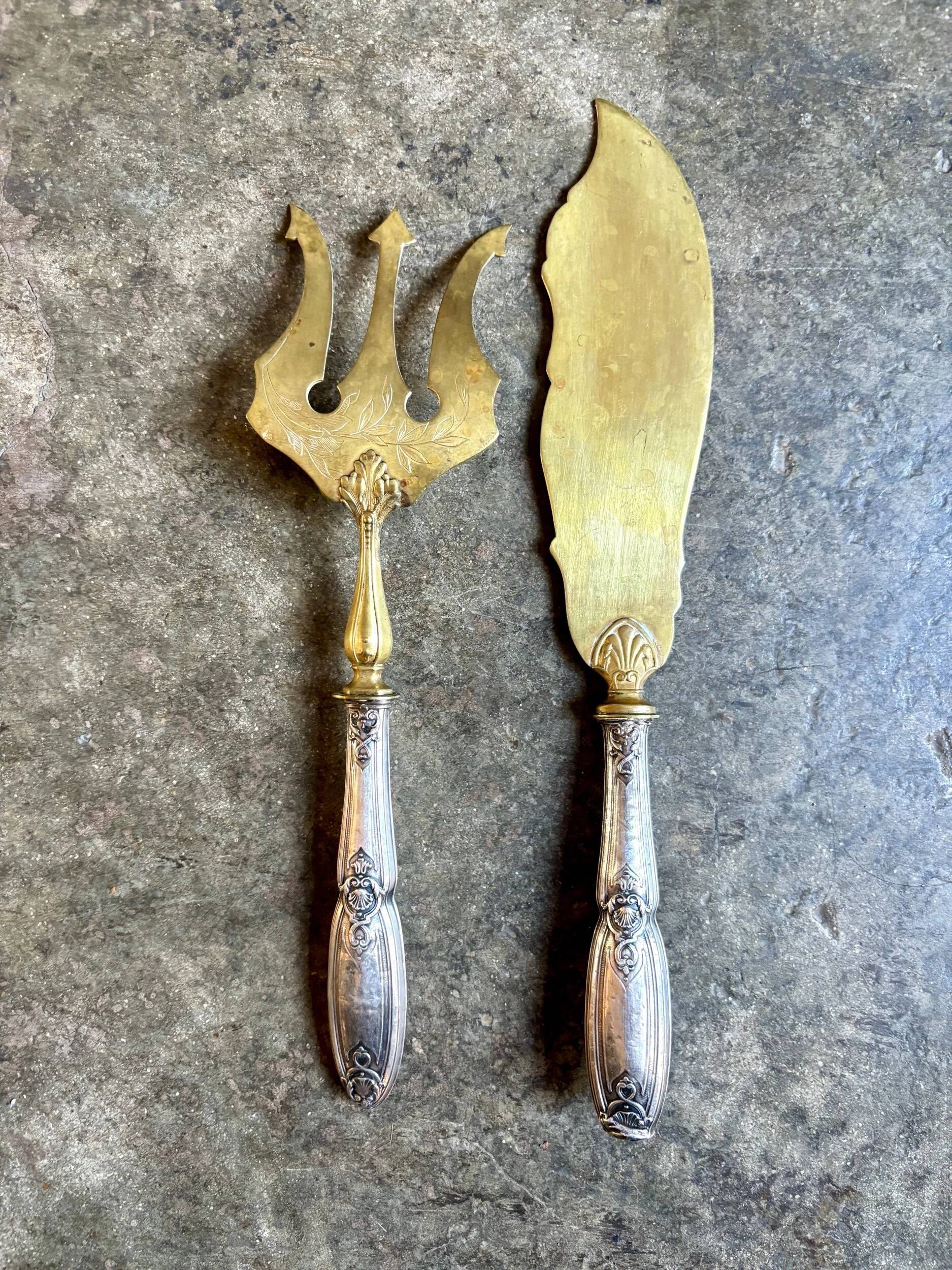 Silver and gilt fish serving cutlery no. 1