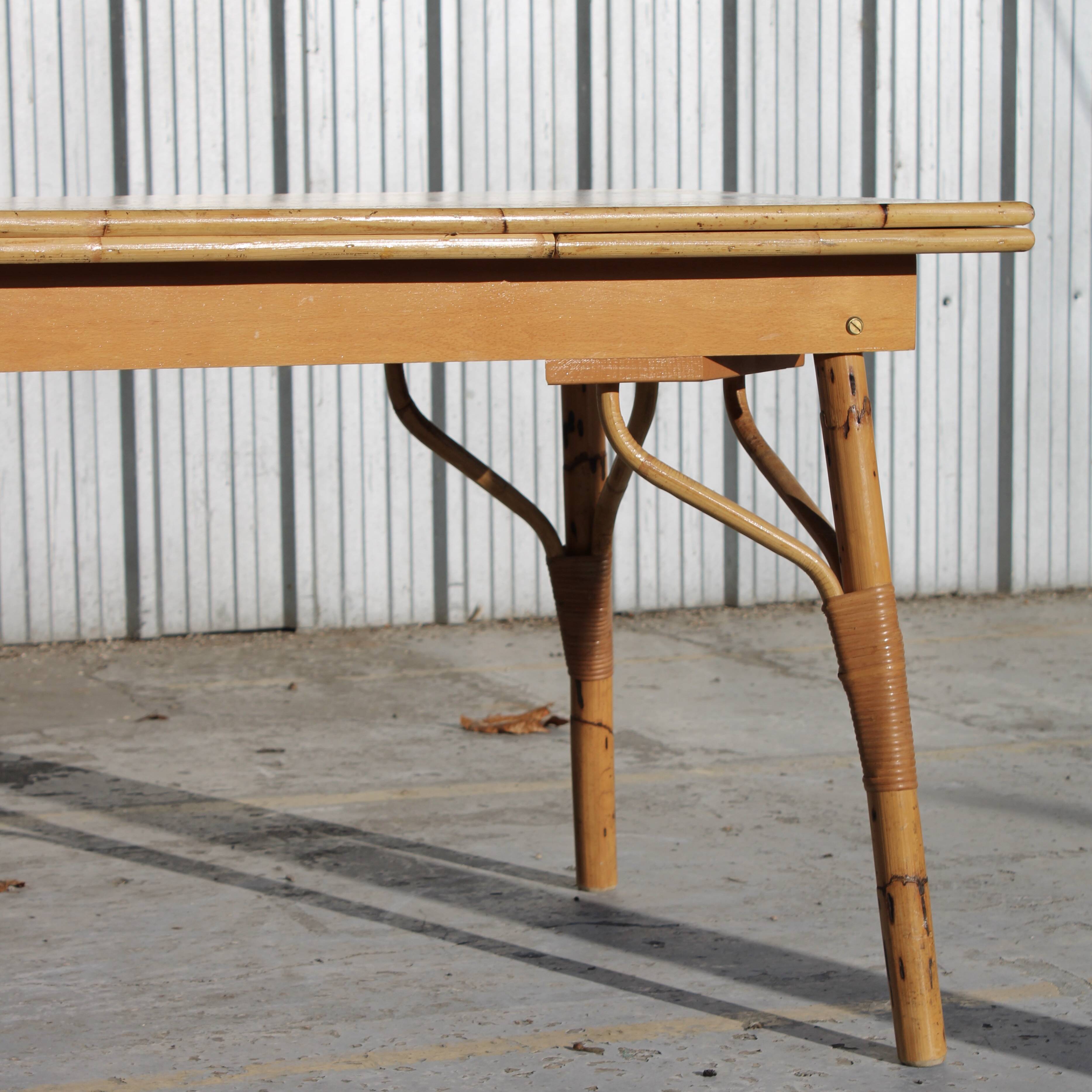 Vintage Bamboo Extendable Table
