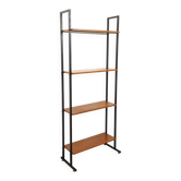 Bibliothèque étagère italienne modulable vintage en teck et métal