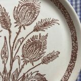 Flat stoneware plates decorated with vintage country flower 1960