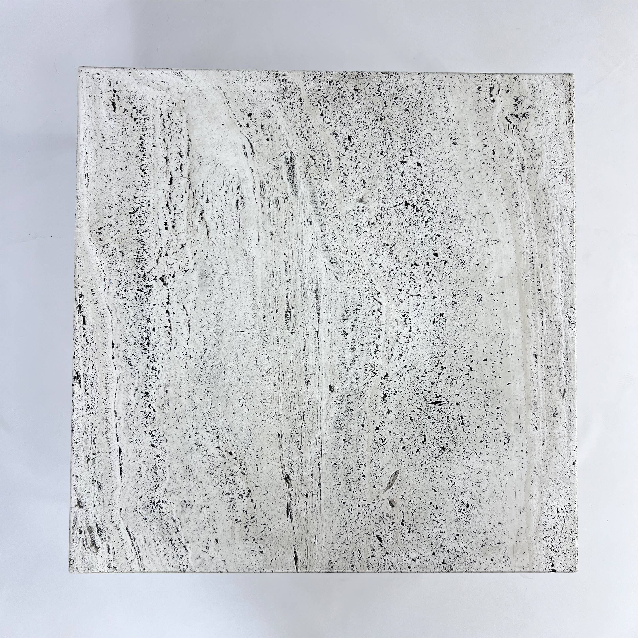 Mid Century Minimalistic Steel and Travertine Coffee Table, 1960s