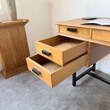 Modernist 50s oak metal desk