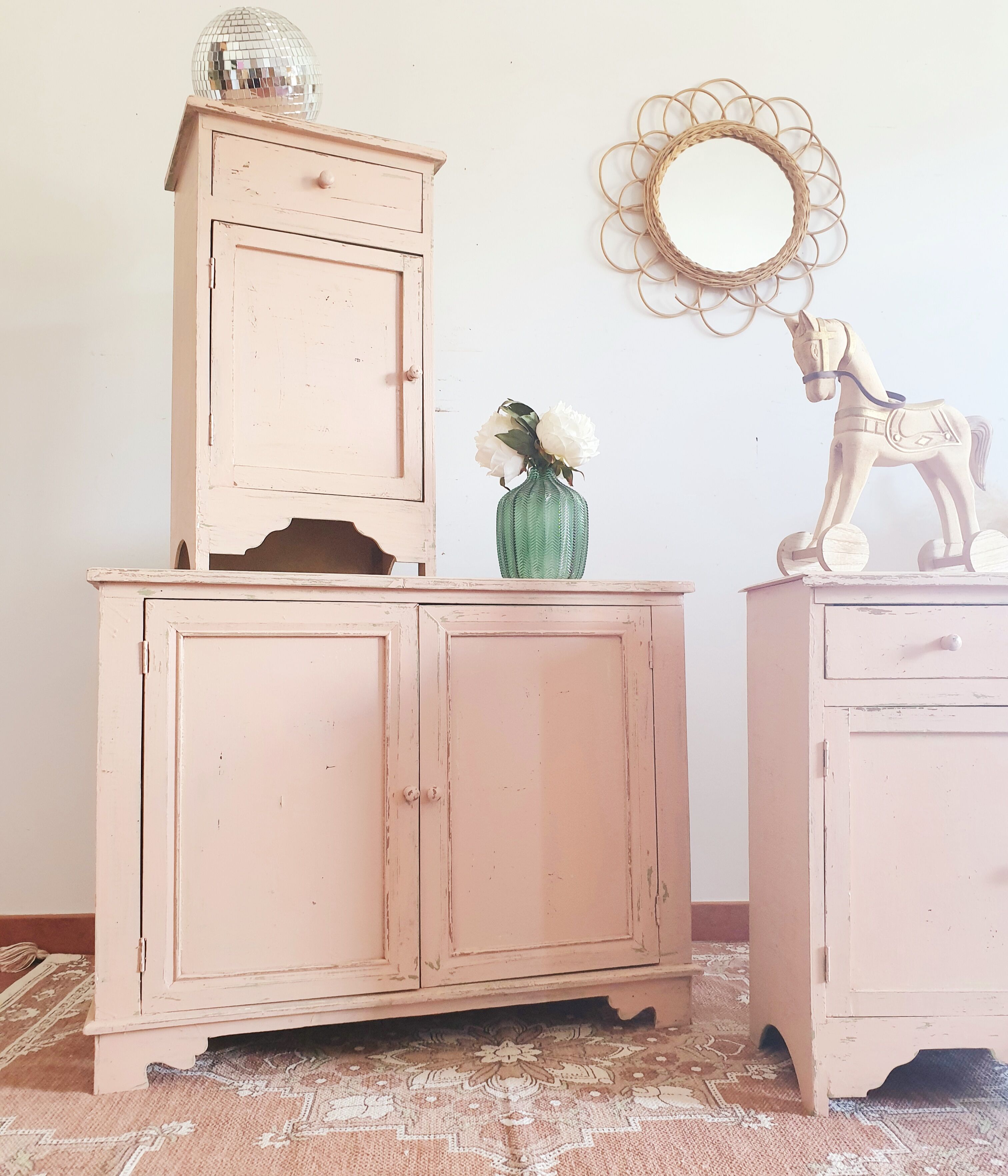 Chest of drawers and 2 bedside tables for children's room