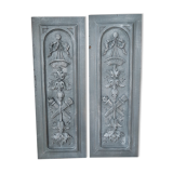Frontons boiseries bas relief patiné gris