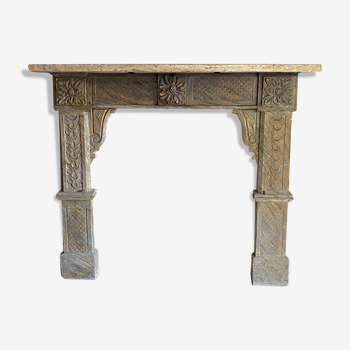 Old wooden fireplace mantle