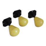 3 vintage coat/door hooks from the 50s/60s black/yellow