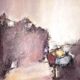 Oil on canvas signed Monique Humbert, abstract composition, wall painting, interior decoration.