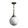 Lampe suspension art déco avec boule ronde en verre à motifs