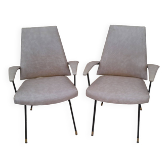 Paire de chaises de coiffeur vintage année 50 design Barbier