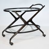 Ebonized Wood and Glass Bar Cart by Cesare Lacca, Italy 1950s
