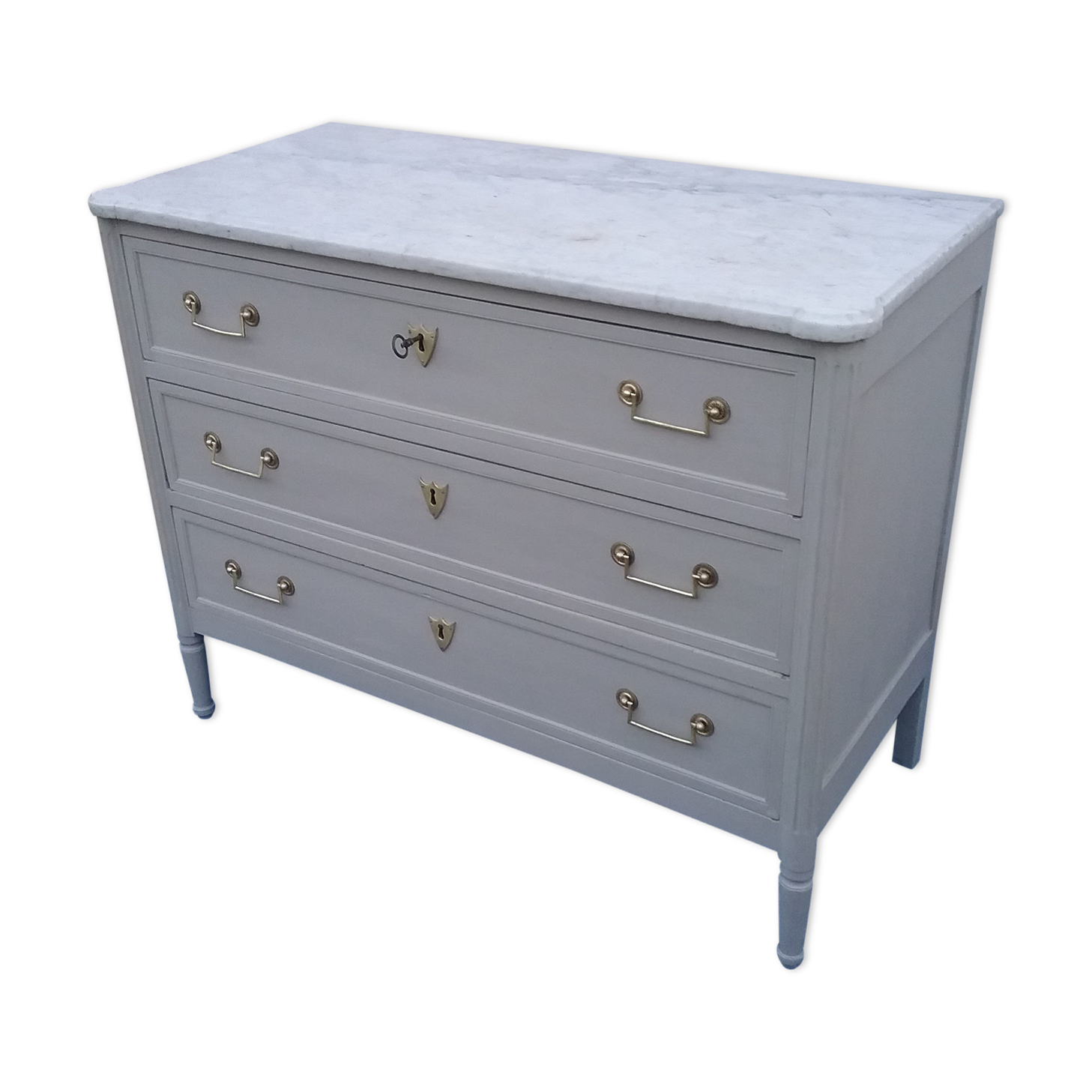 Commode style L XVI white marble