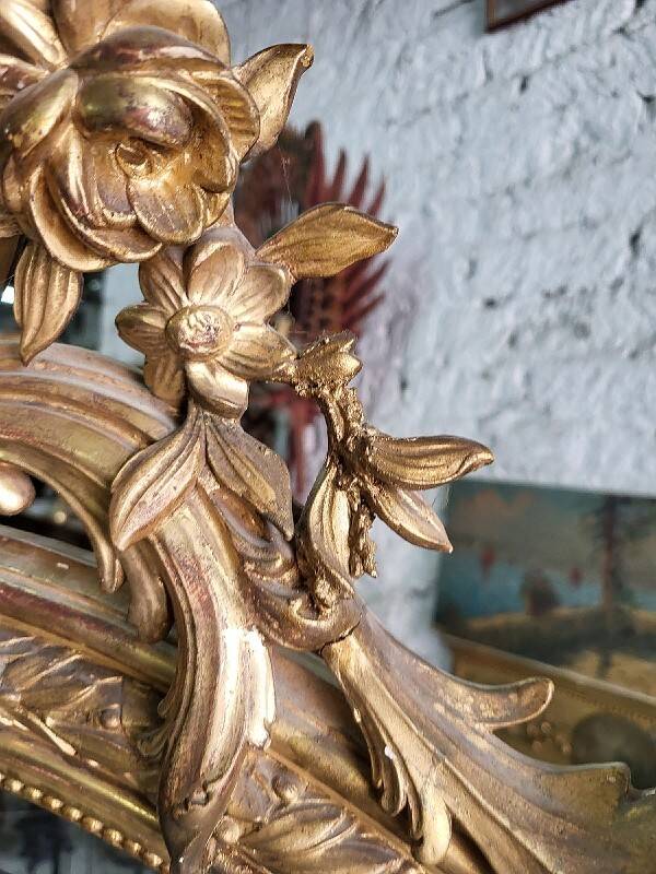 Large Louis XV gilded shell mirror from the 19th century