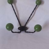 Vintage metal and wooden ball coat rack