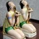 Pair of polychrome porcelain night light statues in Art Nouveau style