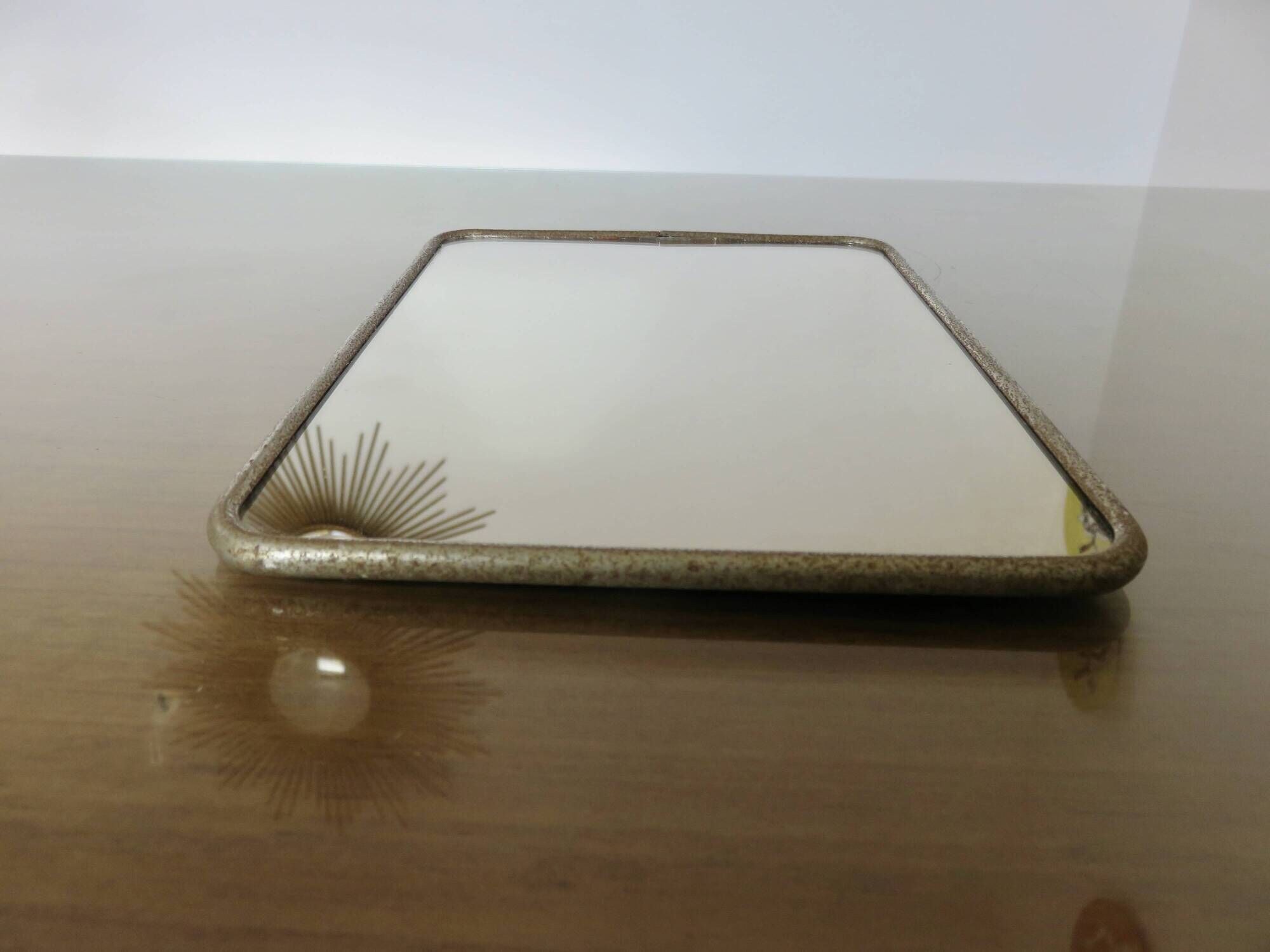 Vintage barber mirror for tabletop or wall hanging, 1950s 60s.