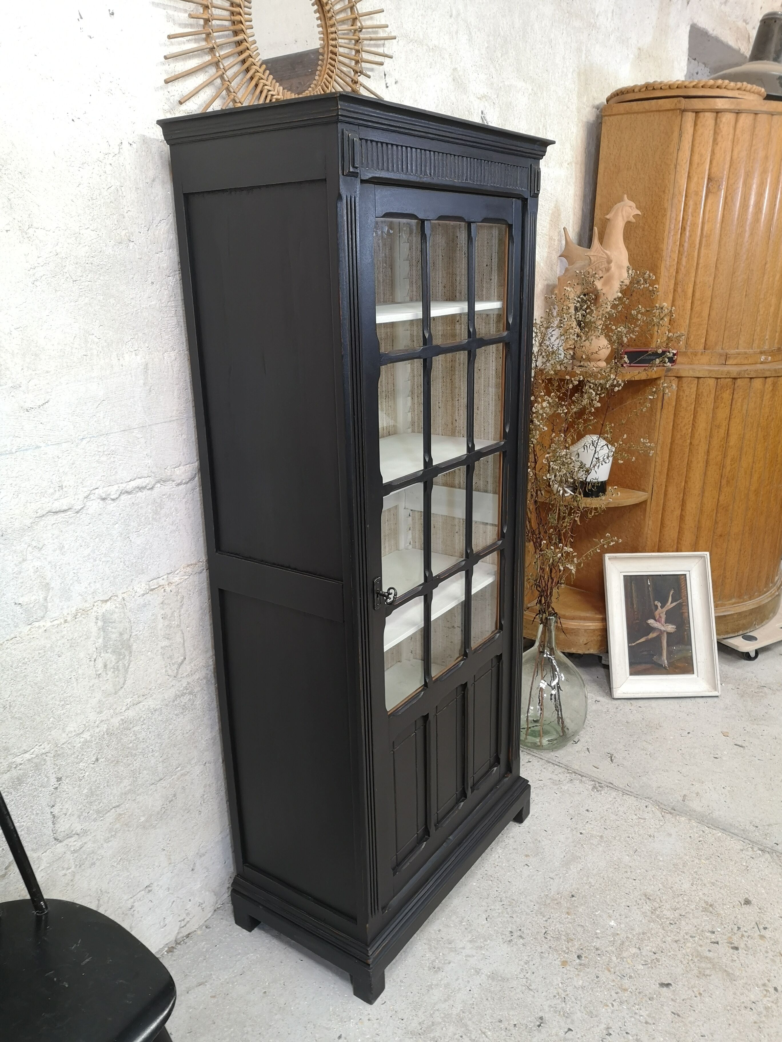 Library showcase patina shabby chic gustavien cabinet of curiosity