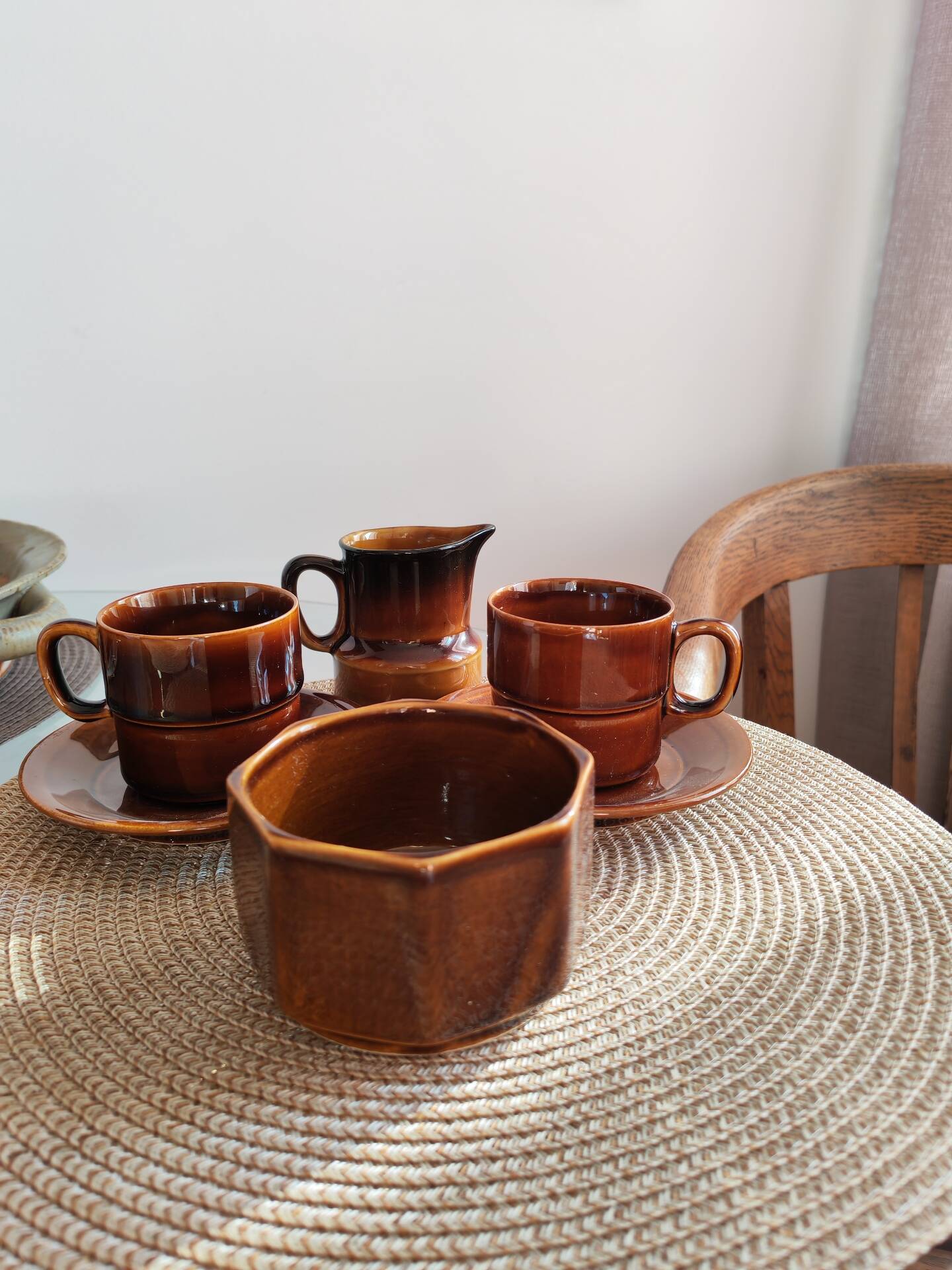 Ensemble petit déjeuner vintage en céramique polonaise
