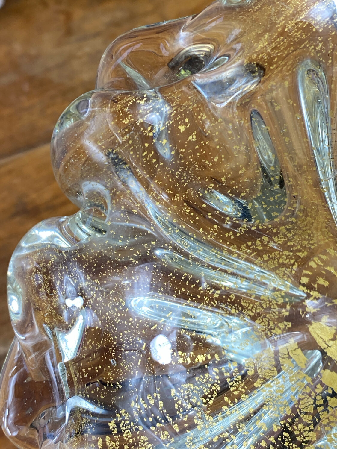 Cendrier en verre de Murano et feuille d’or par Barovier et Toso