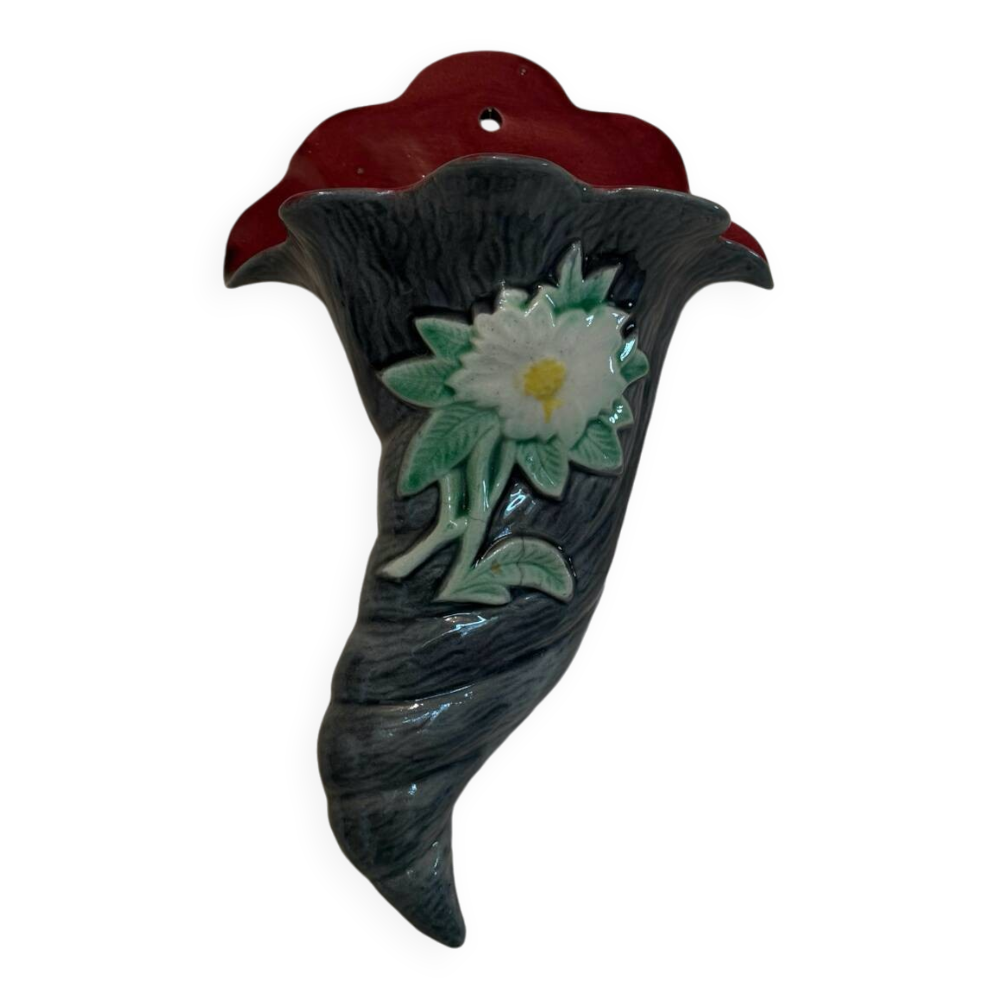 Antique majolica wall vase