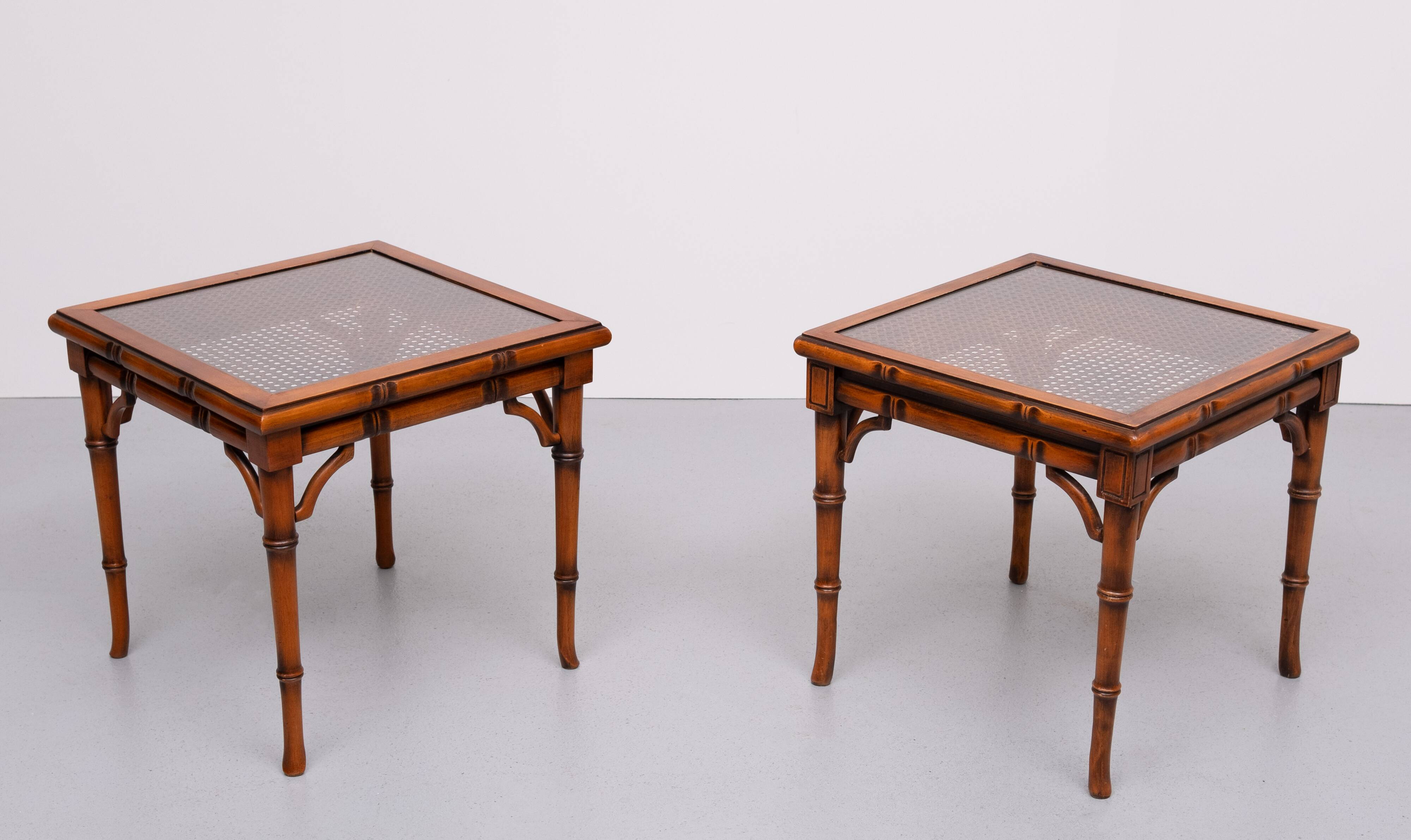 Faux Bamboo Cherry Wood sofa tables 1970s England