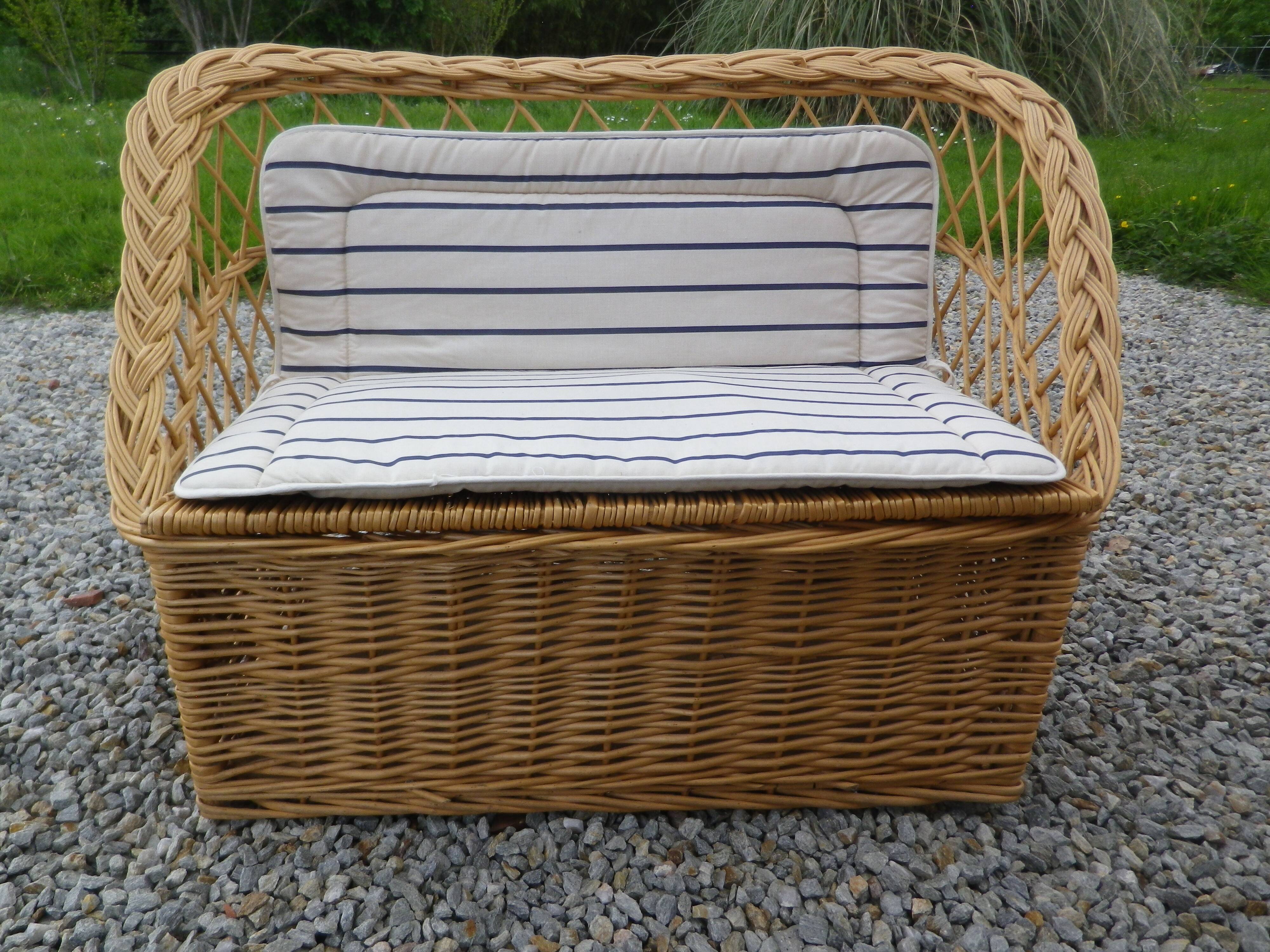 coffre banquette en  rotin