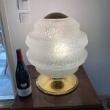 Vintage table lamp from Verrerie de Clichy, speckled glass and brass, years.
