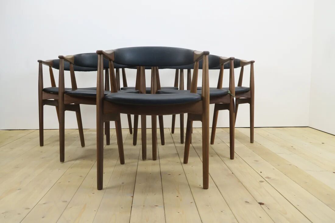 Set of six chairs model 213 by Thomas Harlev for Farstrup, Denmark 1960.