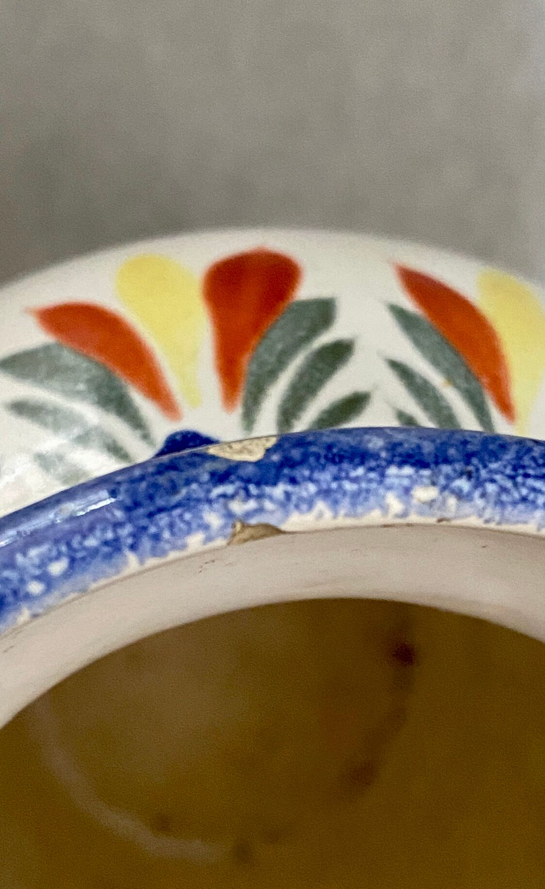 “Henriot Quimper” vase, ceramic flowers, 1970s