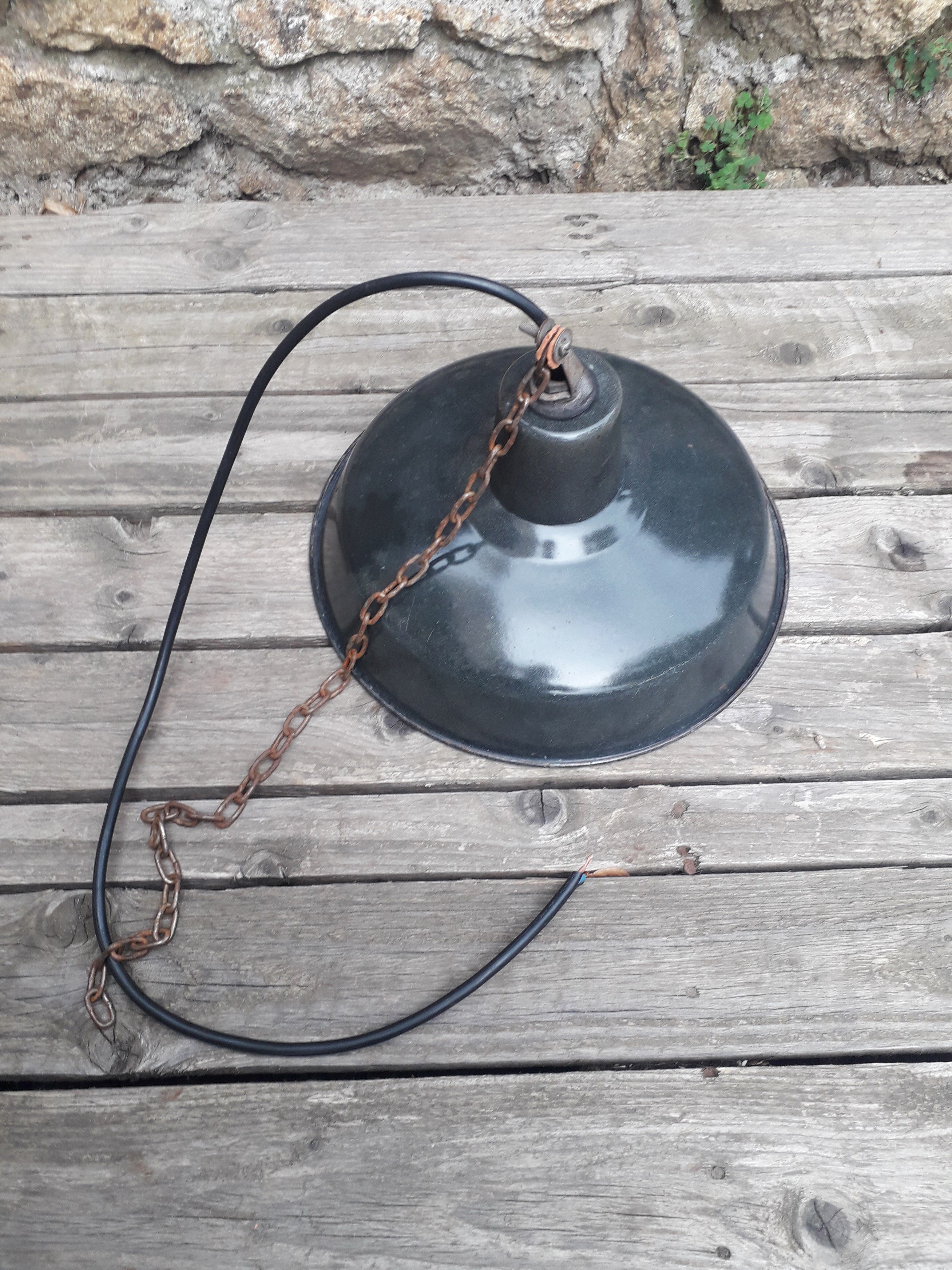 Old industrial suspension - enamelled sheet metal - 1950