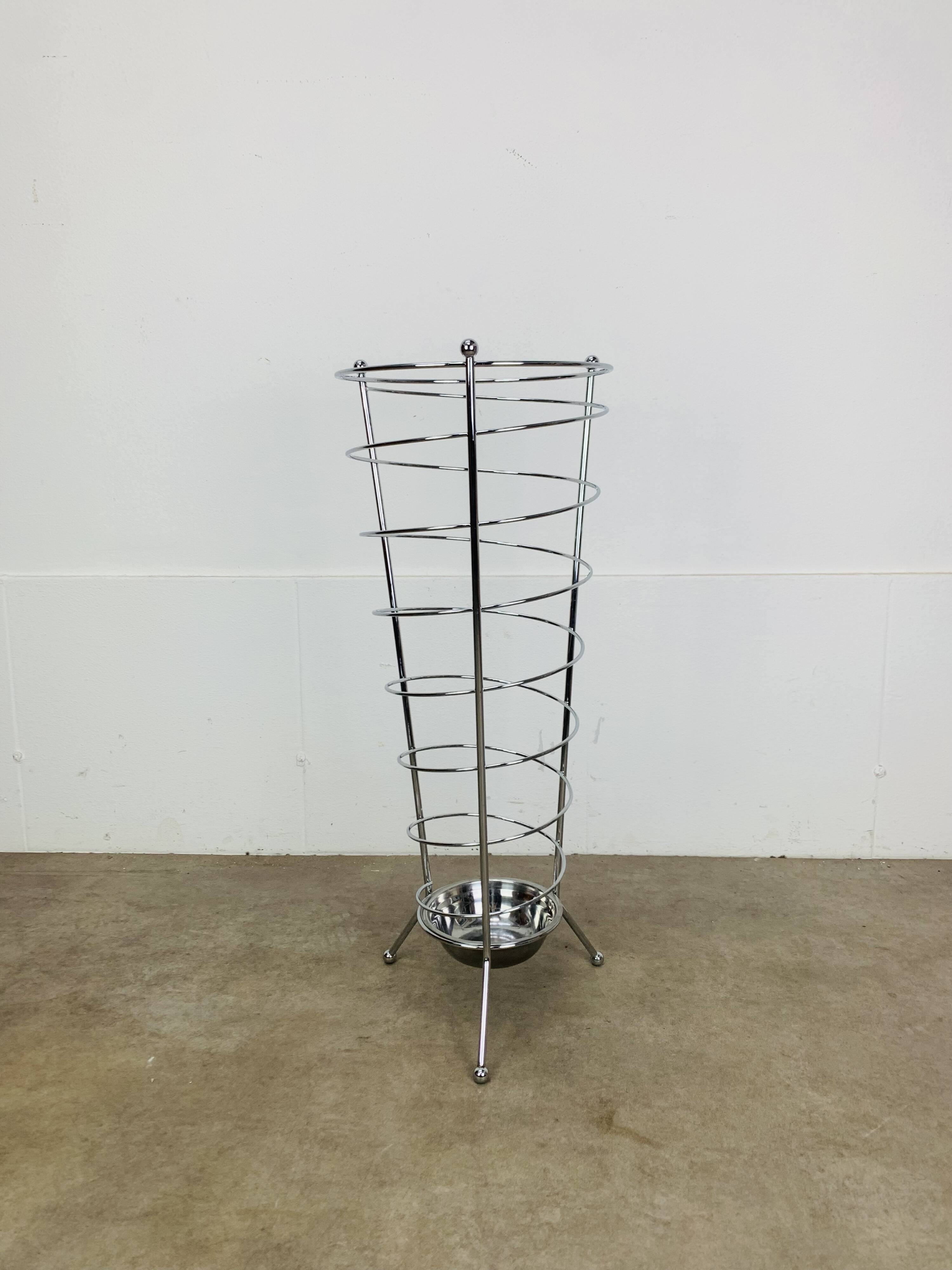 Chrome spiral tripod umbrella stand
