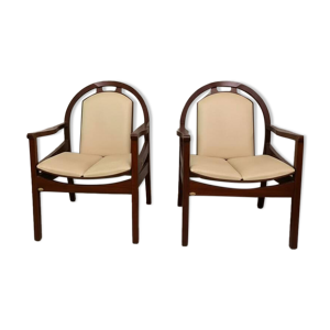 Paire de fauteuils Baumann - cuir