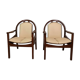 Pair of vintage Baumann armchairs – leather & solid wood – very good condition