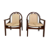 Pair of vintage Baumann armchairs – leather & solid wood – very good condition