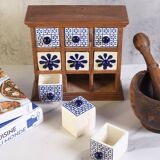 Earthenware spice rack with 9 drawers