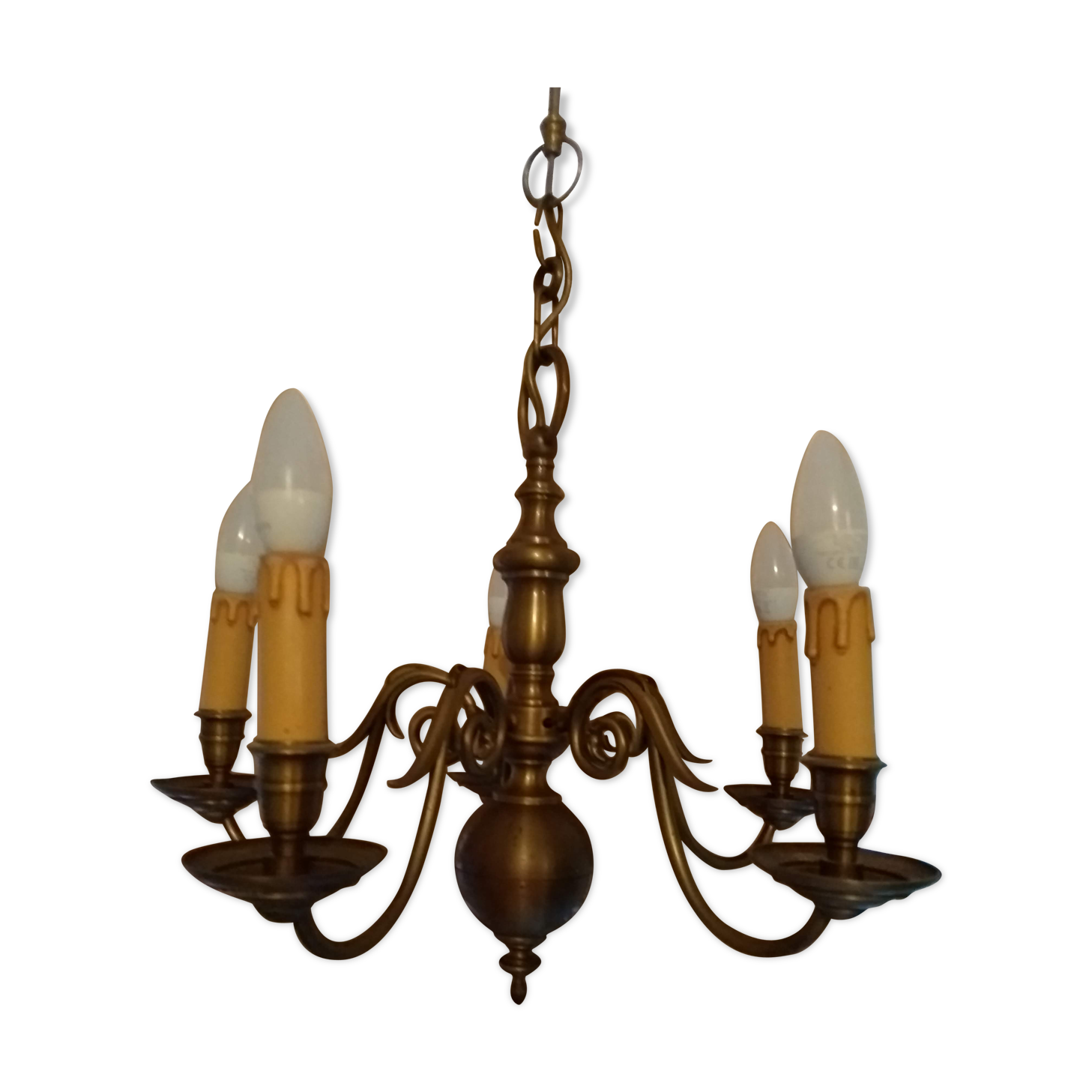 5-pointed gilded bronze chandelier