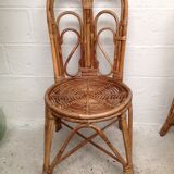 Ensemble de 4 chaises rotin vintage