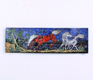 Vintage Libertas ceramic wall plaque, San Marino 1950s