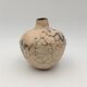 Raku ball vase, beige and black 20th century