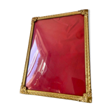 Vintage gold colored metal picture frame 24.5 cm x 18 cm convex glass